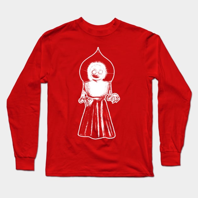 Flatwoods Monster White on Dark Long Sleeve T-Shirt by AWSchmit